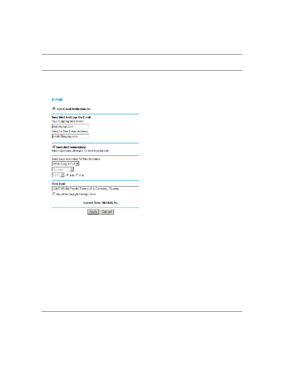 Enabling security event e-mail notification, Enabling security event e-mail notification -13 | NETGEAR DG824M User Manual | Page 79 / 154