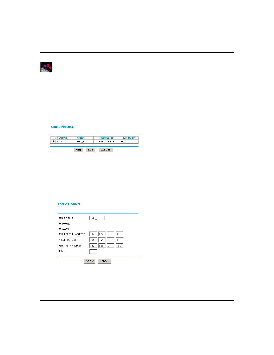 Procedure 6-3: configuring static routes, Procedure 6-3: configuring static routes -10 | NETGEAR DG824M User Manual | Page 94 / 154