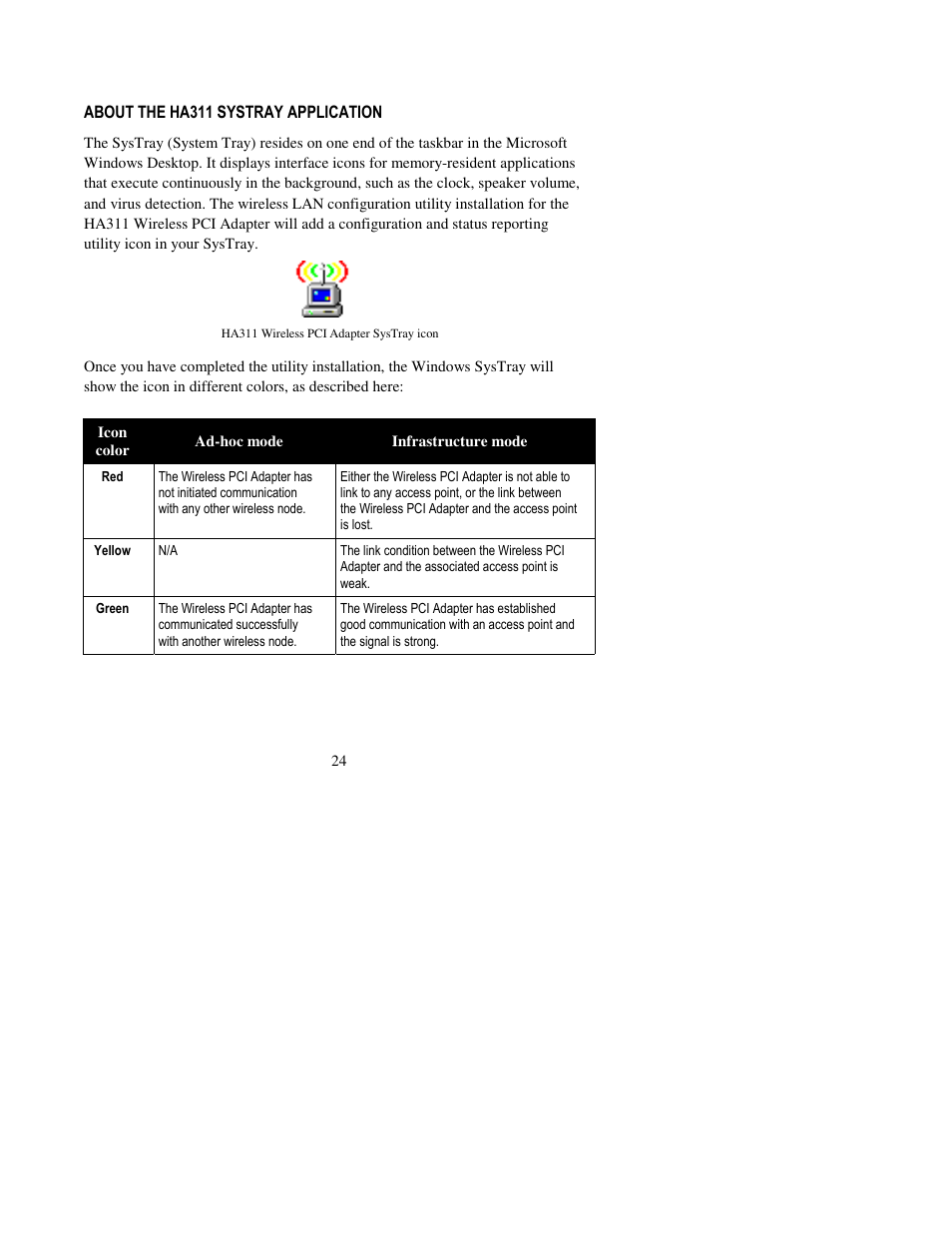 About the ha311 systray application | NETGEAR HA311 User Manual | Page 24 / 45