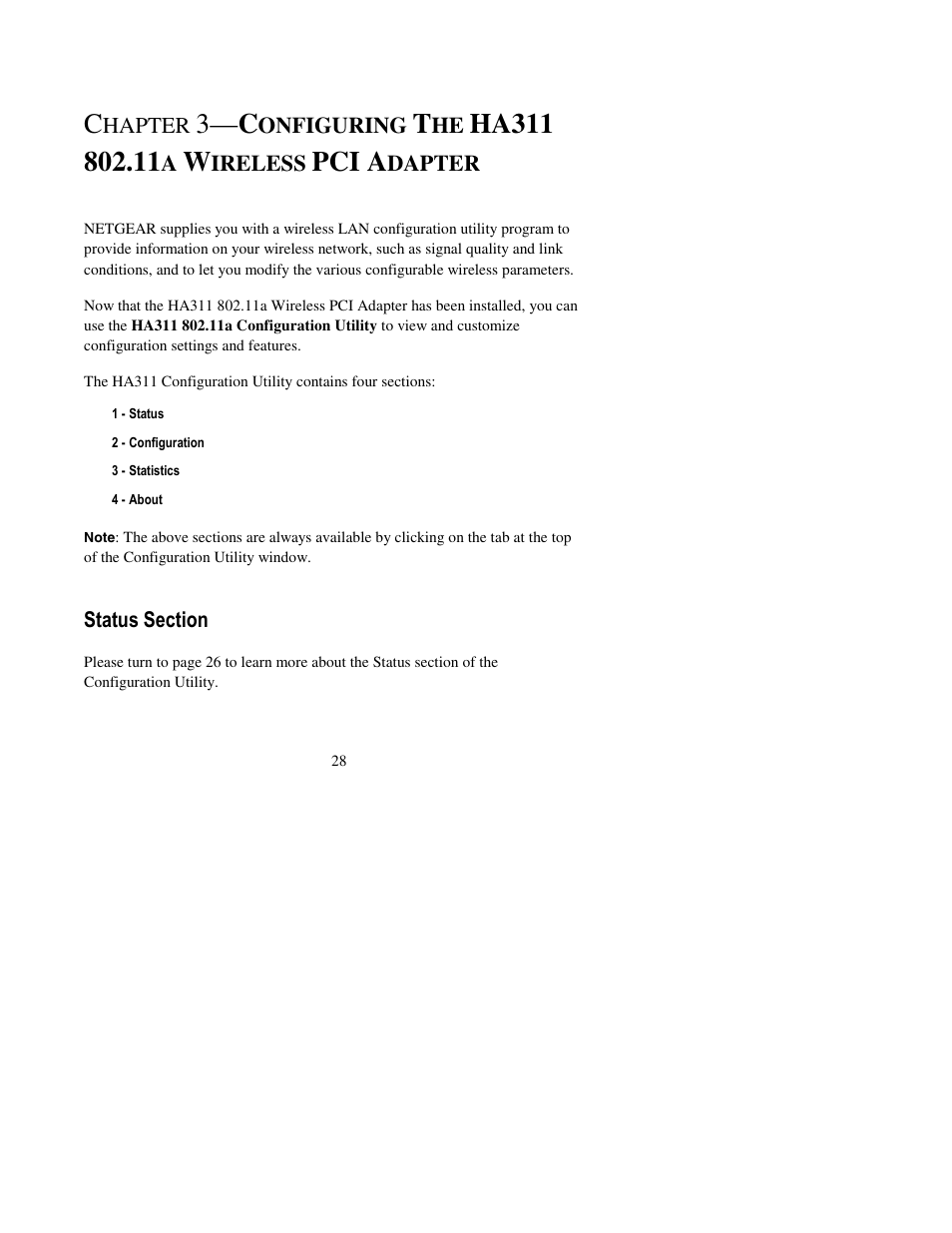 Status section, 3— c, Pci a | NETGEAR HA311 User Manual | Page 28 / 45