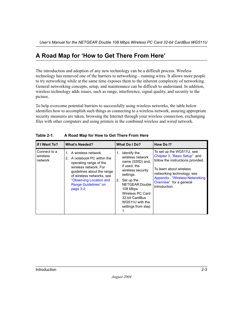 A road map for ‘how to get there from here, A road map for ‘how to get there from here’ -3 | NETGEAR Double 108 Mbps Wireless PC Card WG511U User Manual | Page 15 / 95