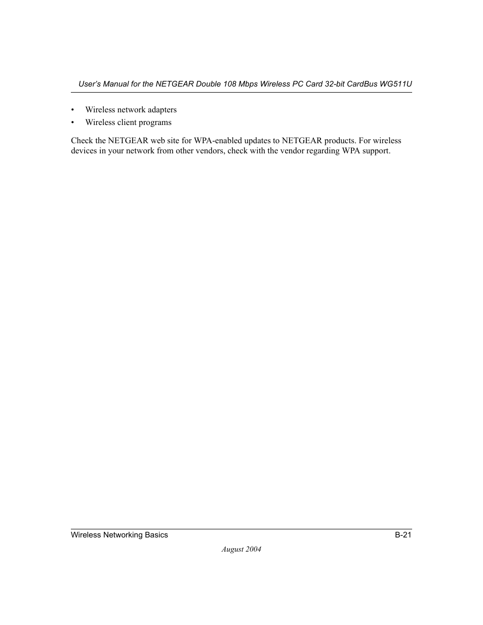NETGEAR Double 108 Mbps Wireless PC Card WG511U User Manual | Page 73 / 95