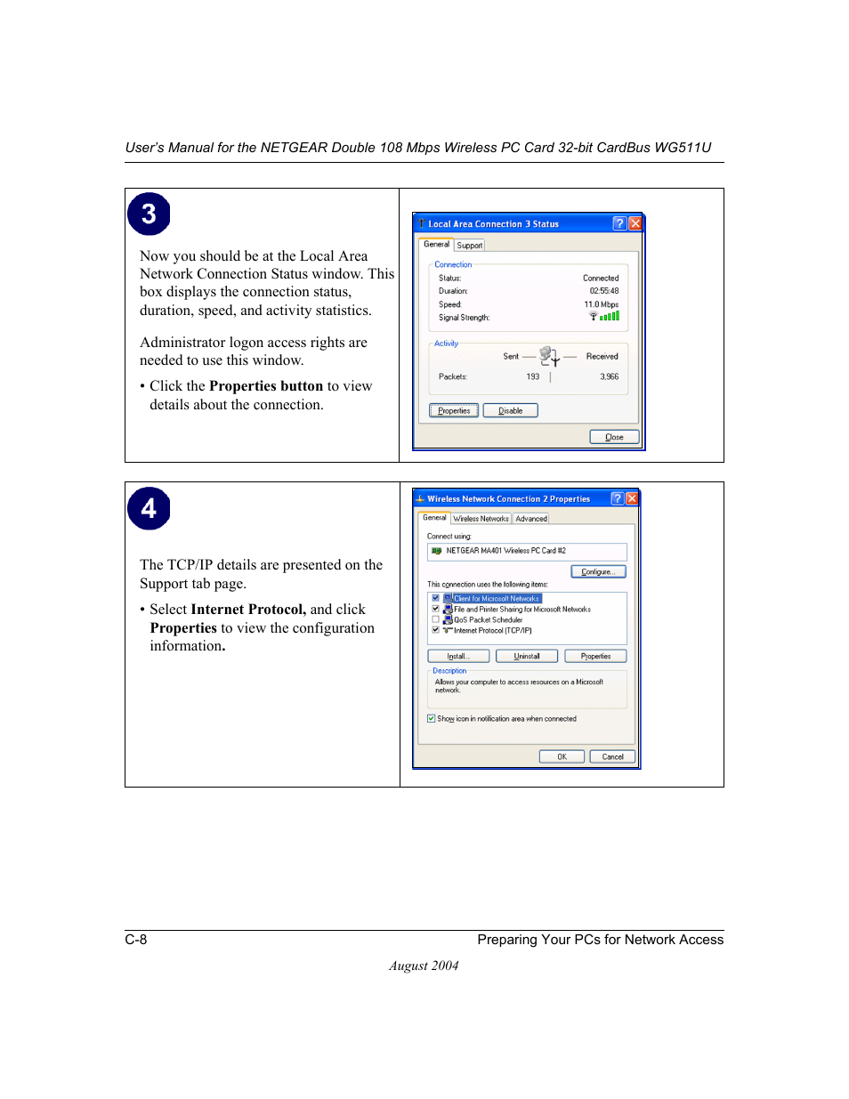 NETGEAR Double 108 Mbps Wireless PC Card WG511U User Manual | Page 82 / 95
