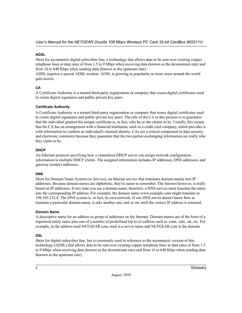 NETGEAR Double 108 Mbps Wireless PC Card WG511U User Manual | Page 88 / 95