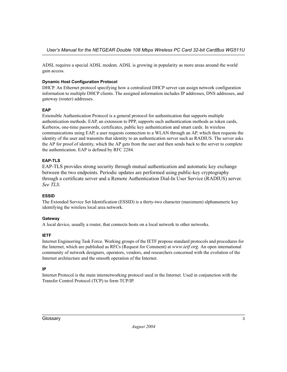 NETGEAR Double 108 Mbps Wireless PC Card WG511U User Manual | Page 89 / 95
