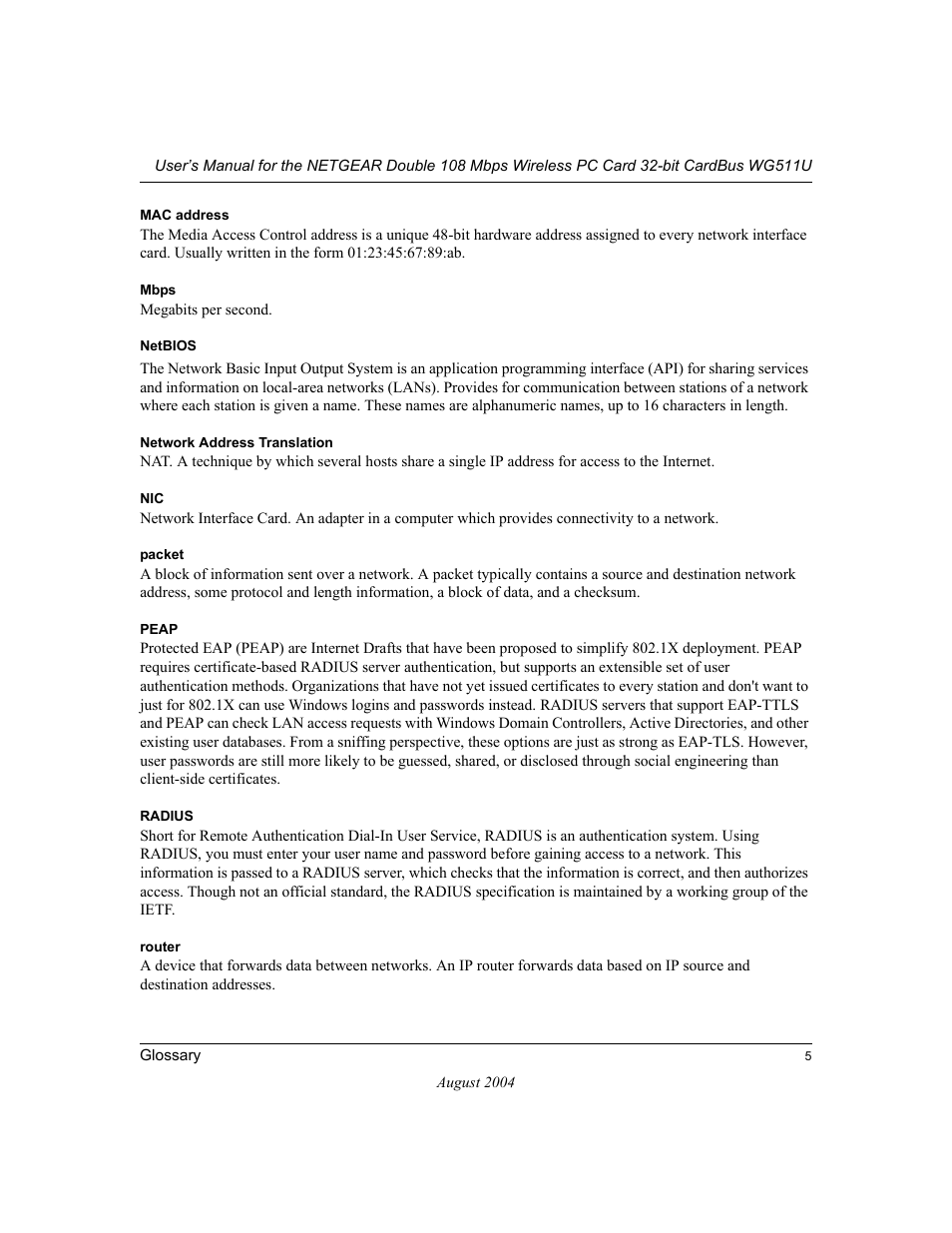 NETGEAR Double 108 Mbps Wireless PC Card WG511U User Manual | Page 91 / 95