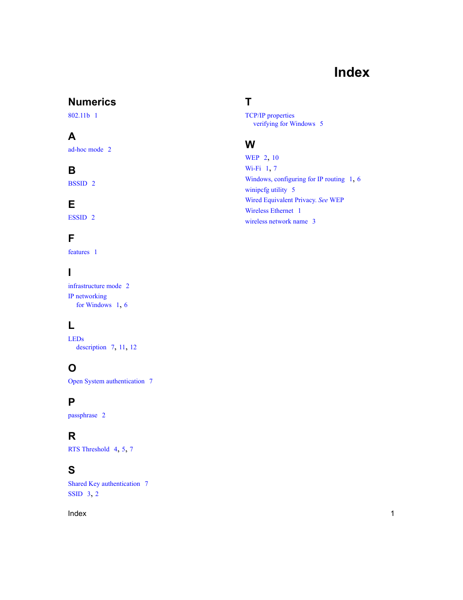 Index, Numerics | NETGEAR Double 108 Mbps Wireless PC Card WG511U User Manual | Page 95 / 95