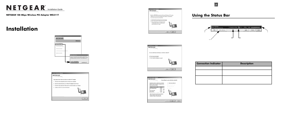 NETGEAR 108 Mbps Wireless PCI Adapter WG311T User Manual | 2 pages