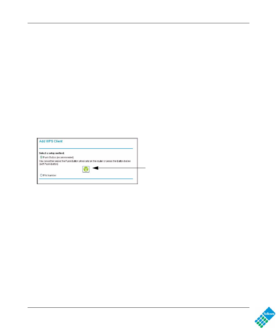 Using a wps button to add a wps client, Od. see the following section, Using a | Wps button to add a wps client | NETGEAR DG834GUV5 User Manual | Page 33 / 120