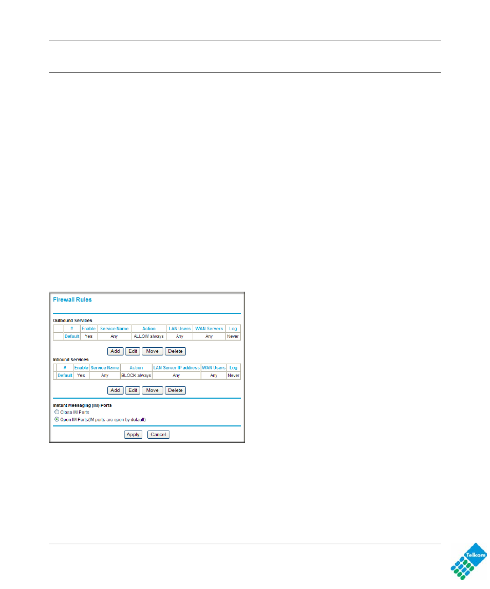 Firewall rules | NETGEAR DG834GUV5 User Manual | Page 45 / 120