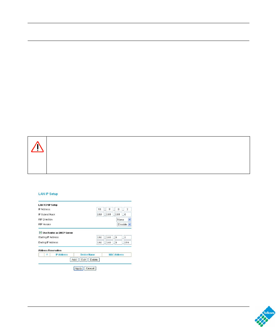 Configuring your lan ip settings | NETGEAR DG834GUV5 User Manual | Page 74 / 120