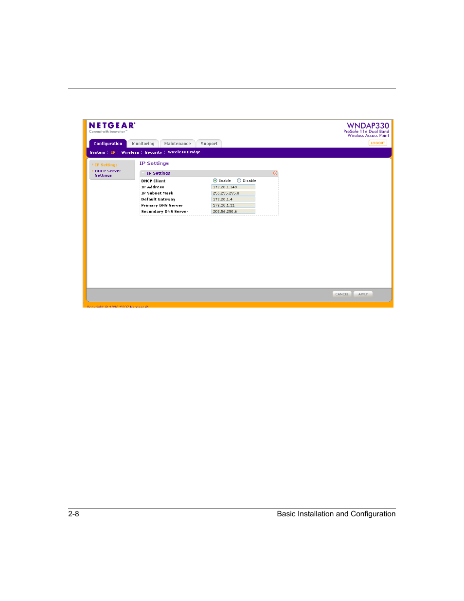 Configuring time settings, Configuring time settings -8, Configuring time settings” on | NETGEAR ProSafe WNDAP330 User Manual | Page 34 / 142
