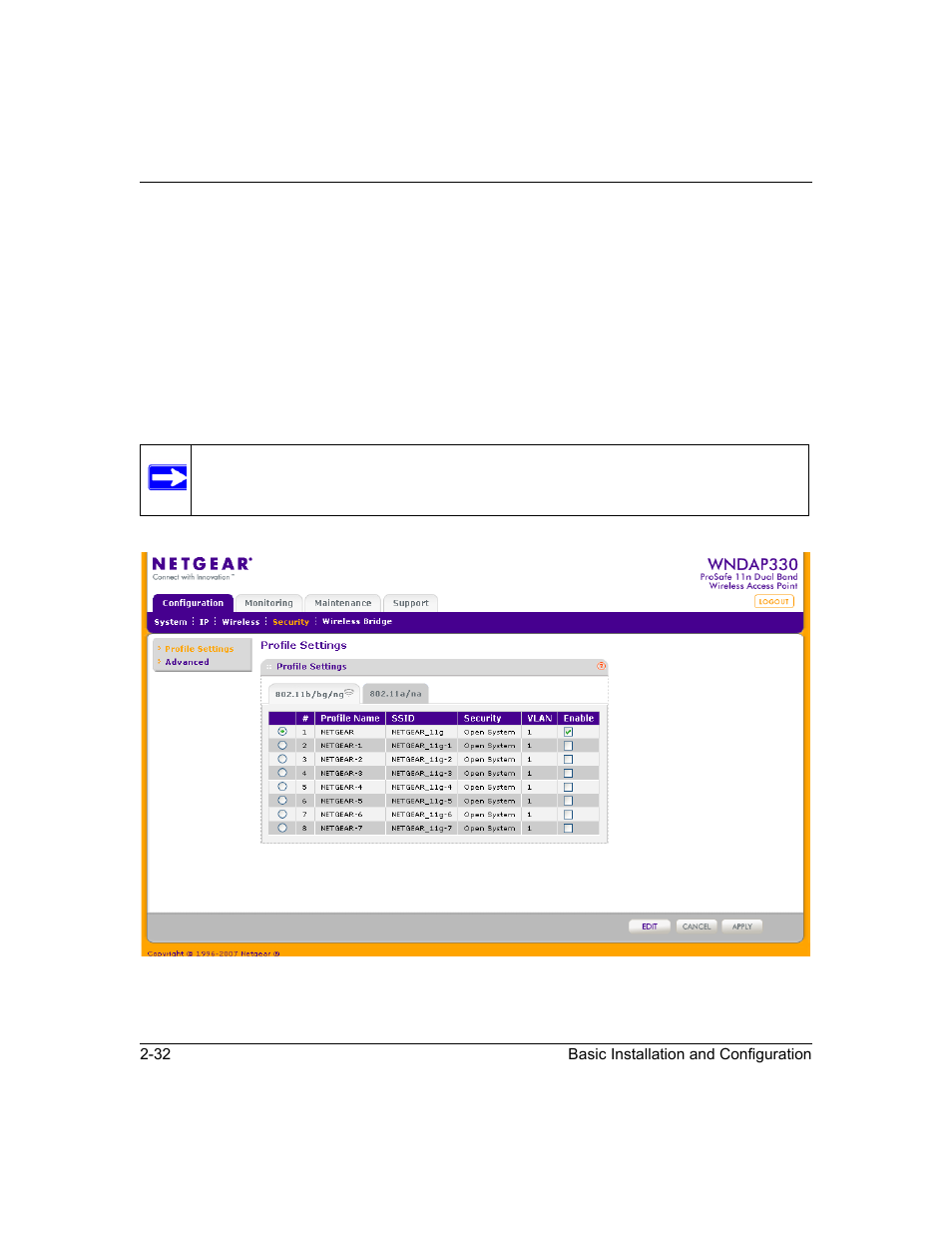 Setting up a security profile, Setting up a security profile -32 | NETGEAR ProSafe WNDAP330 User Manual | Page 58 / 142