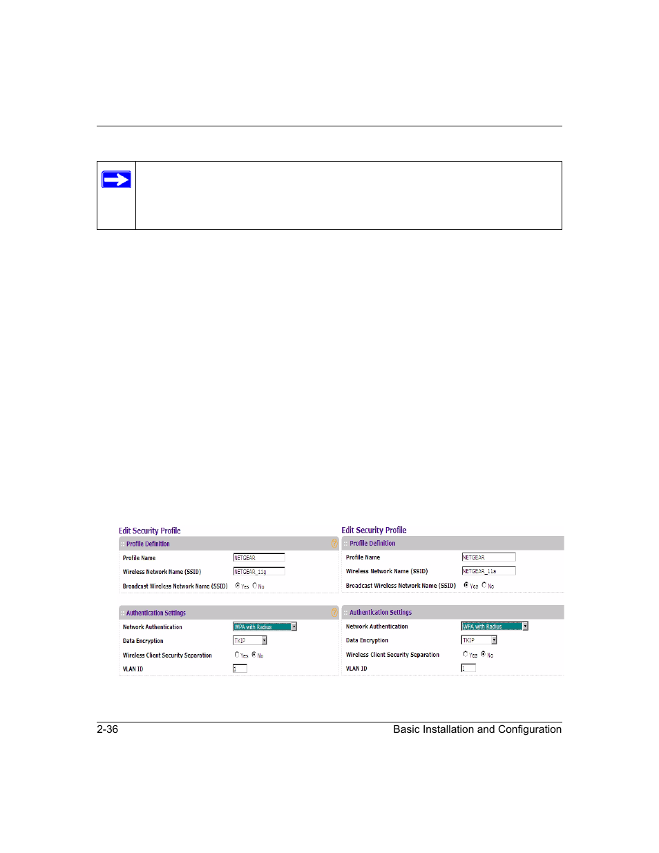 Configuring wpa with radius, Configuring wpa with radius -36, Described in the | NETGEAR ProSafe WNDAP330 User Manual | Page 62 / 142