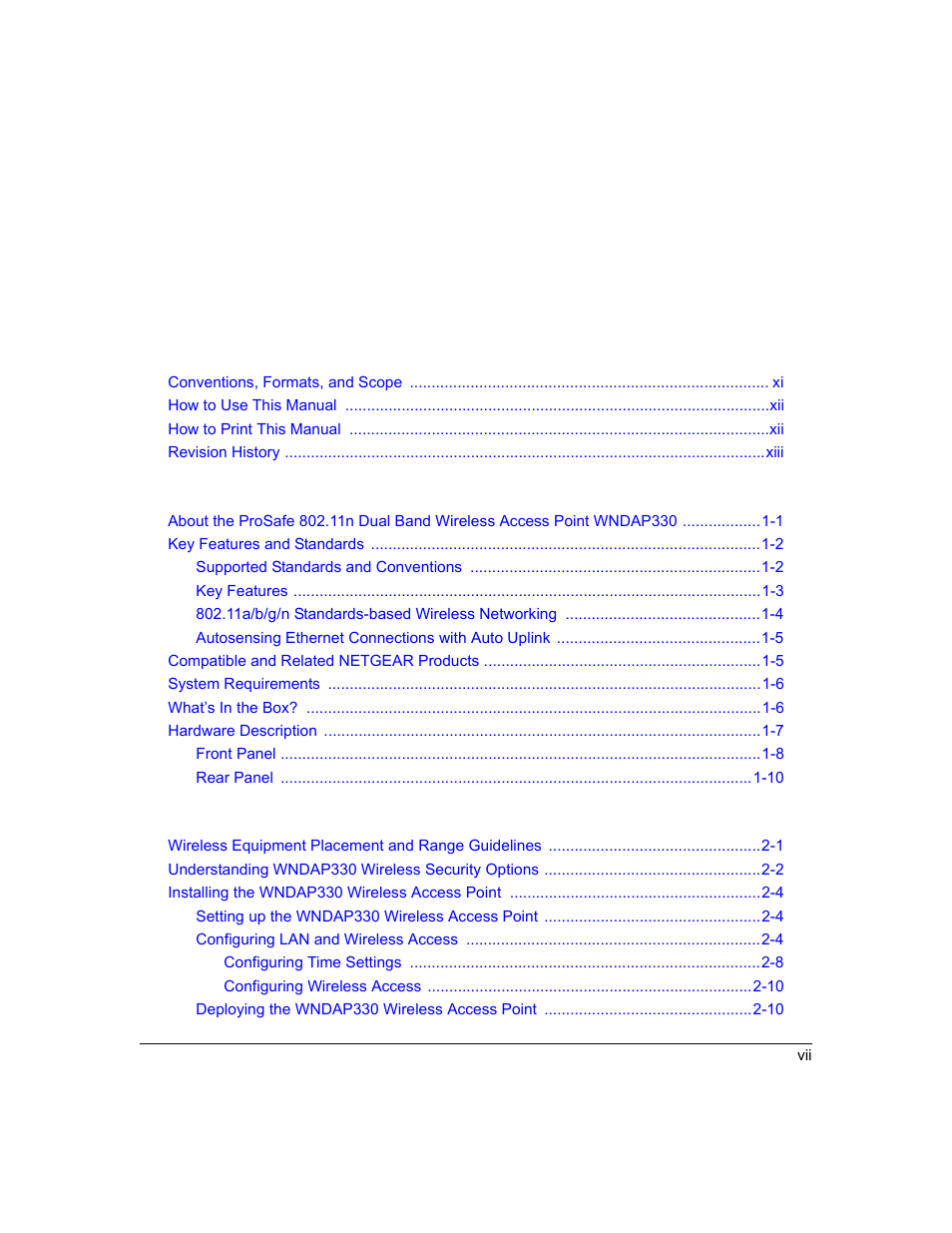 NETGEAR ProSafe WNDAP330 User Manual | Page 7 / 142