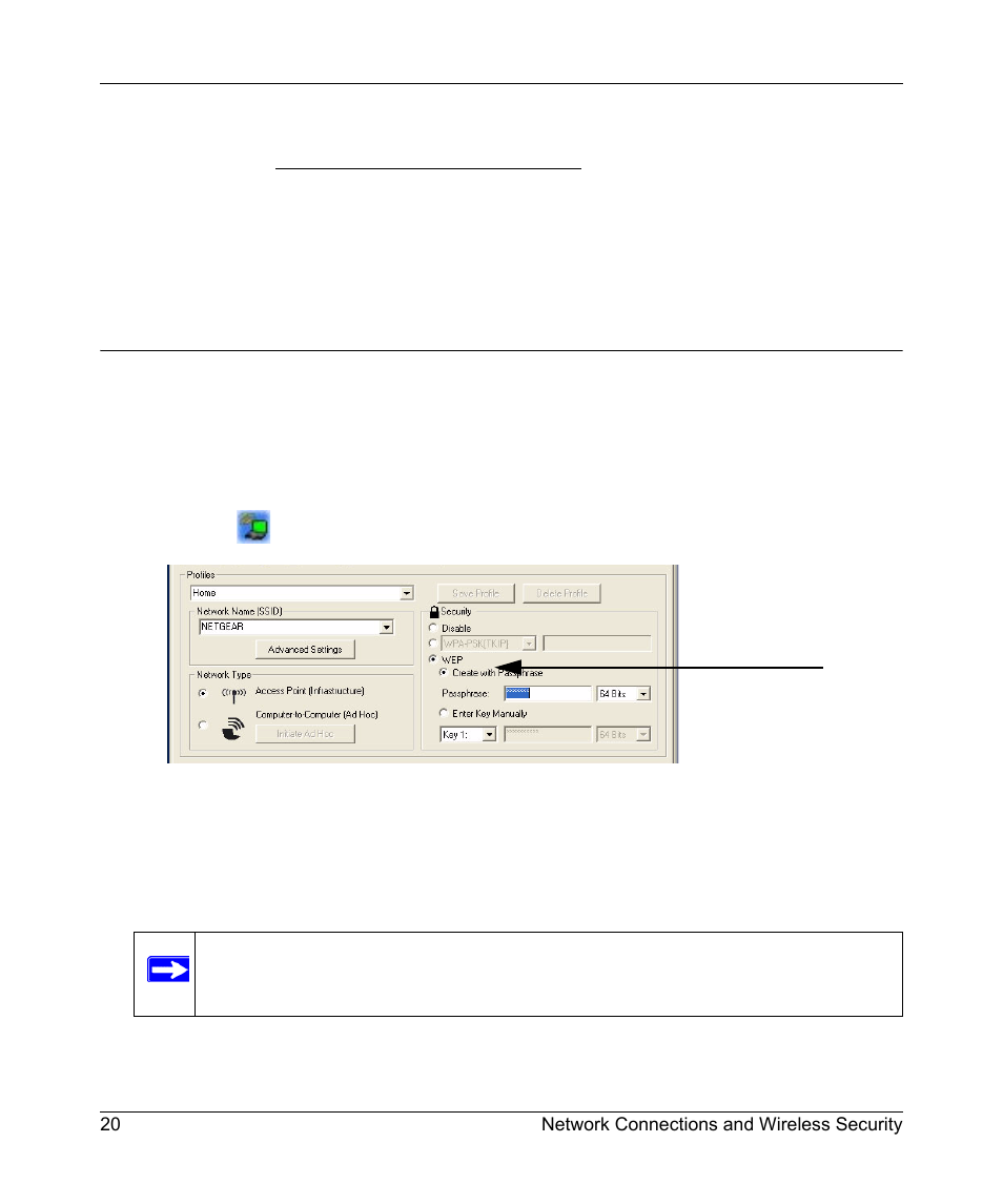 Setting up wep encryption security | NETGEAR WN511T User Manual | Page 28 / 42