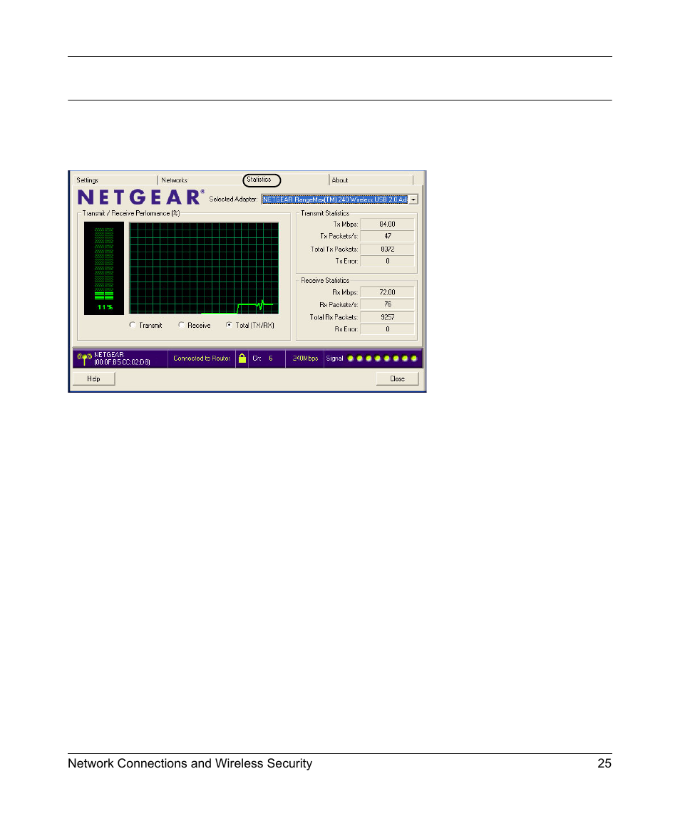 Statistics page | NETGEAR WN511T User Manual | Page 33 / 42