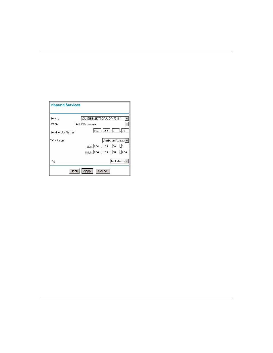 Considerations for inbound rules, Considerations for inbound rules -10 | NETGEAR Cable/DSL ProSafe Firewall FR328S User Manual | Page 56 / 135