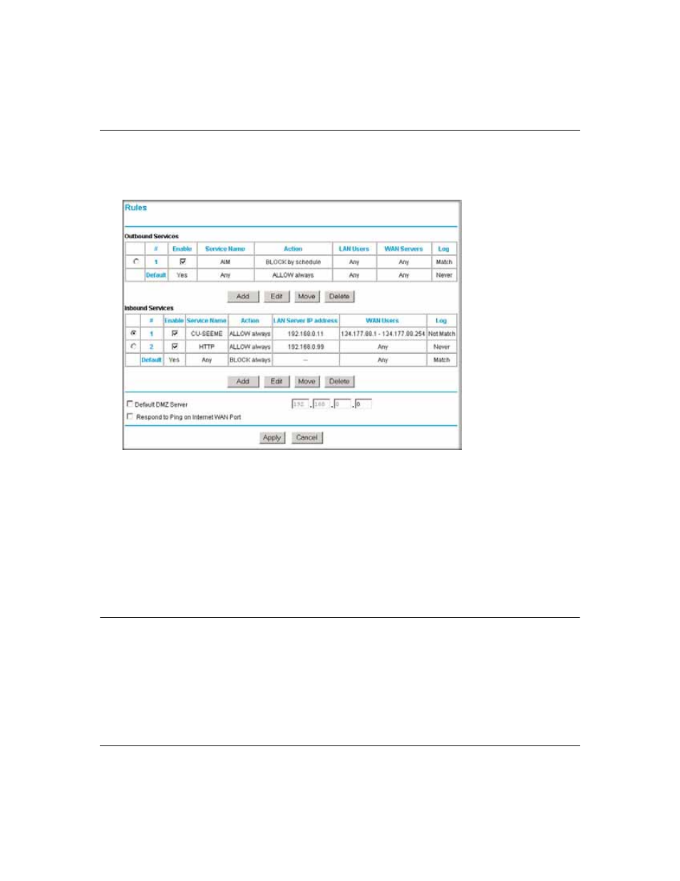 Order of precedence for rules, Setting times and scheduling firewall services, Order of precedence for rules -13 | Setting times and scheduling firewall services -13 | NETGEAR Cable/DSL ProSafe Firewall FR328S User Manual | Page 59 / 135