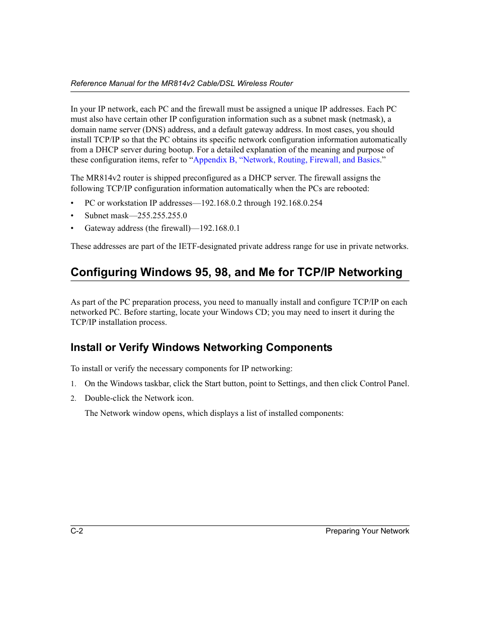 Install or verify windows networking components | NETGEAR MR814v2 User Manual | Page 106 / 142