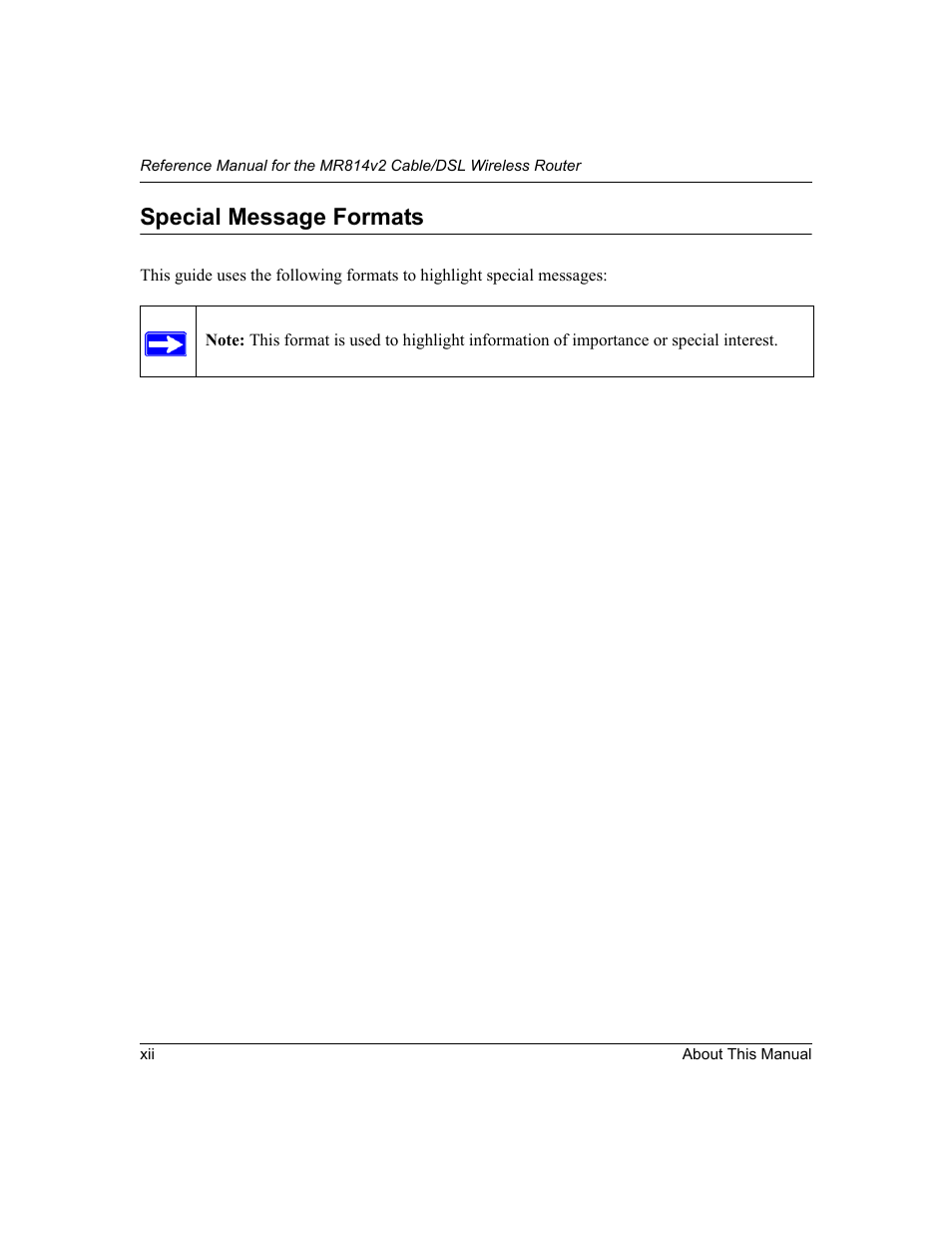 Special message formats | NETGEAR MR814v2 User Manual | Page 12 / 142