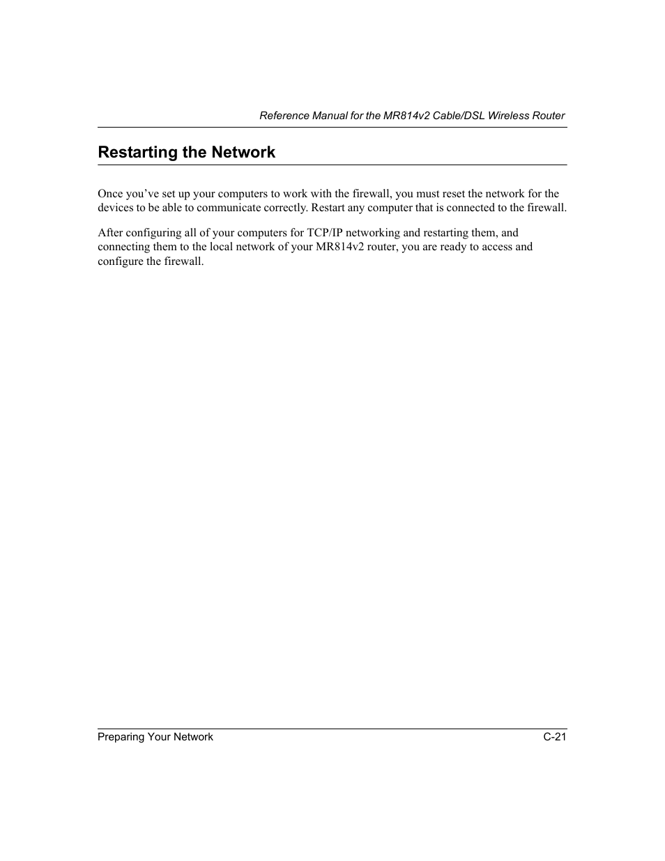 Restarting the network | NETGEAR MR814v2 User Manual | Page 125 / 142