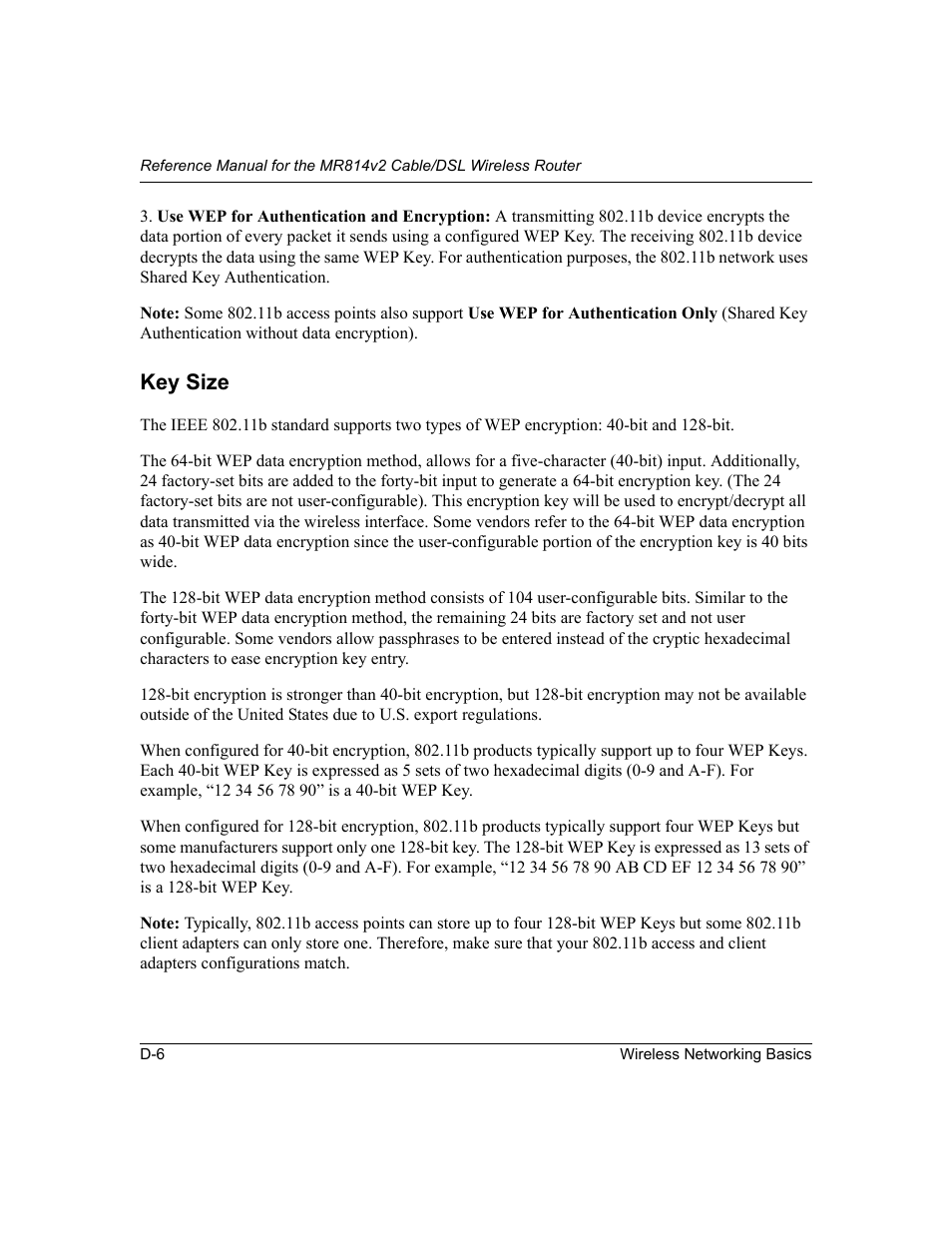 Key size | NETGEAR MR814v2 User Manual | Page 132 / 142