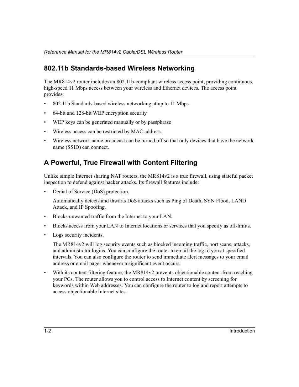 11b standards-based wireless networking, A powerful, true firewall with content filtering | NETGEAR MR814v2 User Manual | Page 14 / 142