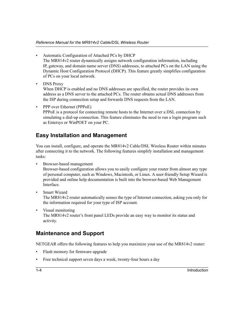 Easy installation and management, Maintenance and support | NETGEAR MR814v2 User Manual | Page 16 / 142