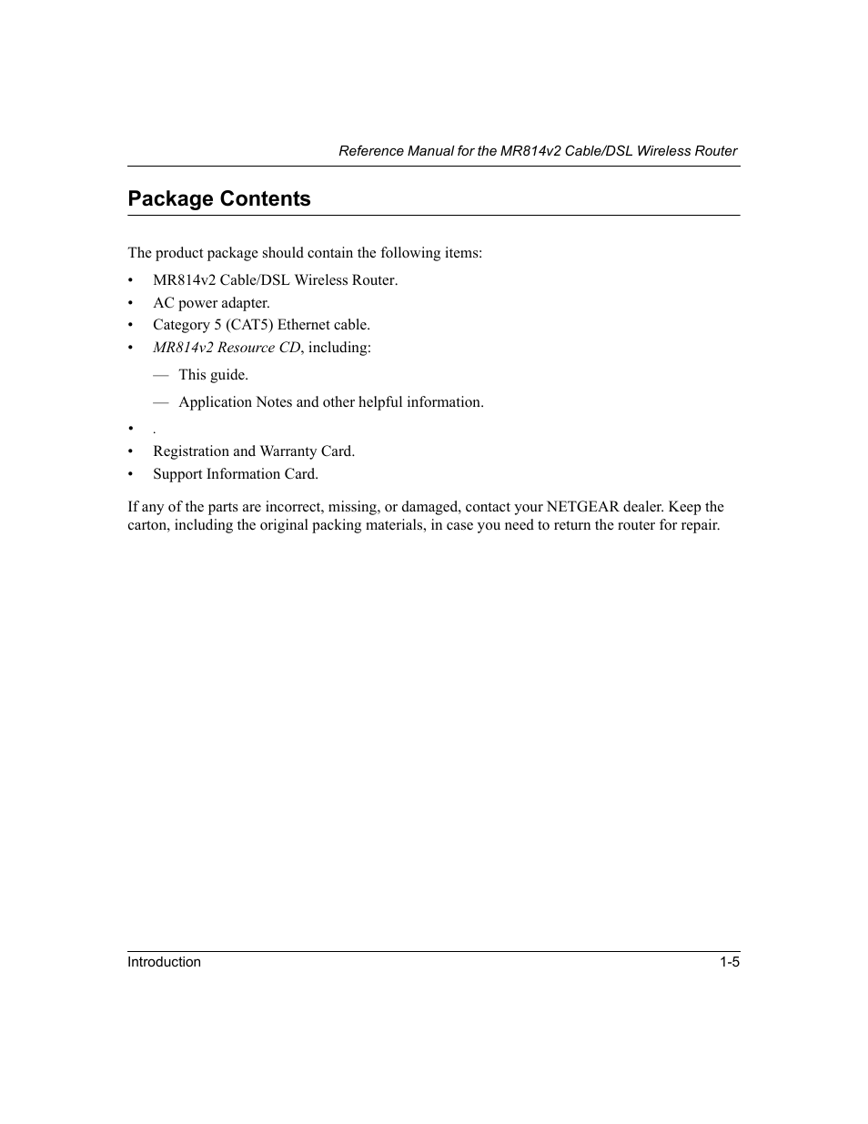 Package contents, Package contents -5 | NETGEAR MR814v2 User Manual | Page 17 / 142