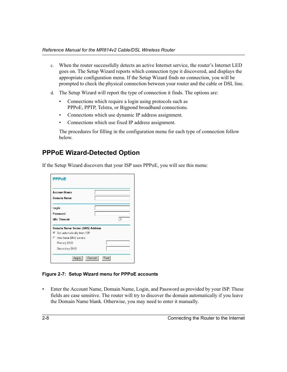 Pppoe wizard-detected option, Pppoe wizard-detected option -8 | NETGEAR MR814v2 User Manual | Page 28 / 142