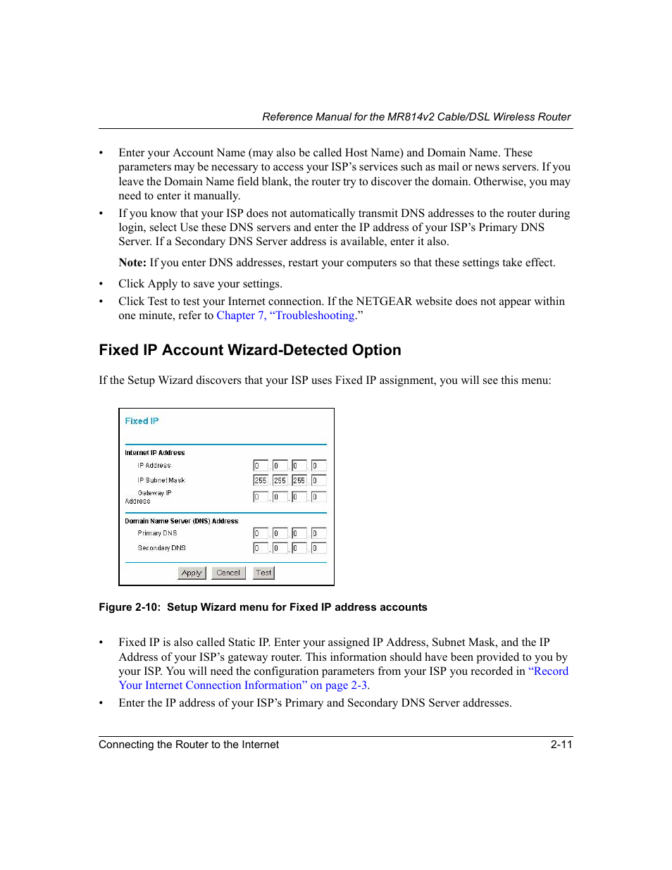 Fixed ip account wizard-detected option, Fixed ip account wizard-detected option -11 | NETGEAR MR814v2 User Manual | Page 31 / 142