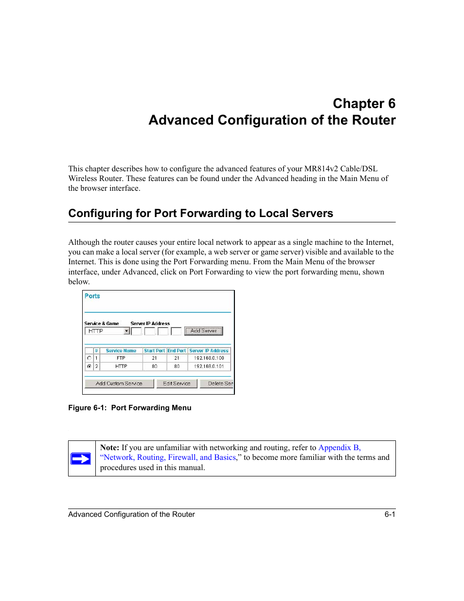 Chapter 6 advanced configuration of the router, Configuring for port forwarding to local servers, Chapter 6 | Advanced configuration of the router | NETGEAR MR814v2 User Manual | Page 65 / 142