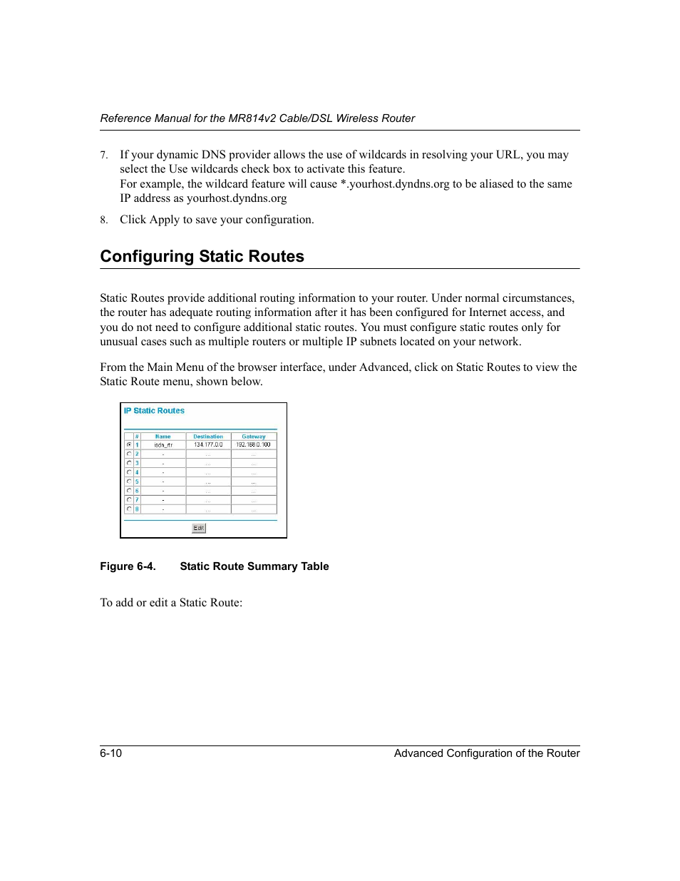 Configuring static routes, Configuring static routes -10 | NETGEAR MR814v2 User Manual | Page 74 / 142