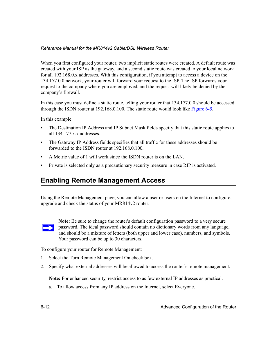 Enabling remote management access, Enabling remote management access -12 | NETGEAR MR814v2 User Manual | Page 76 / 142