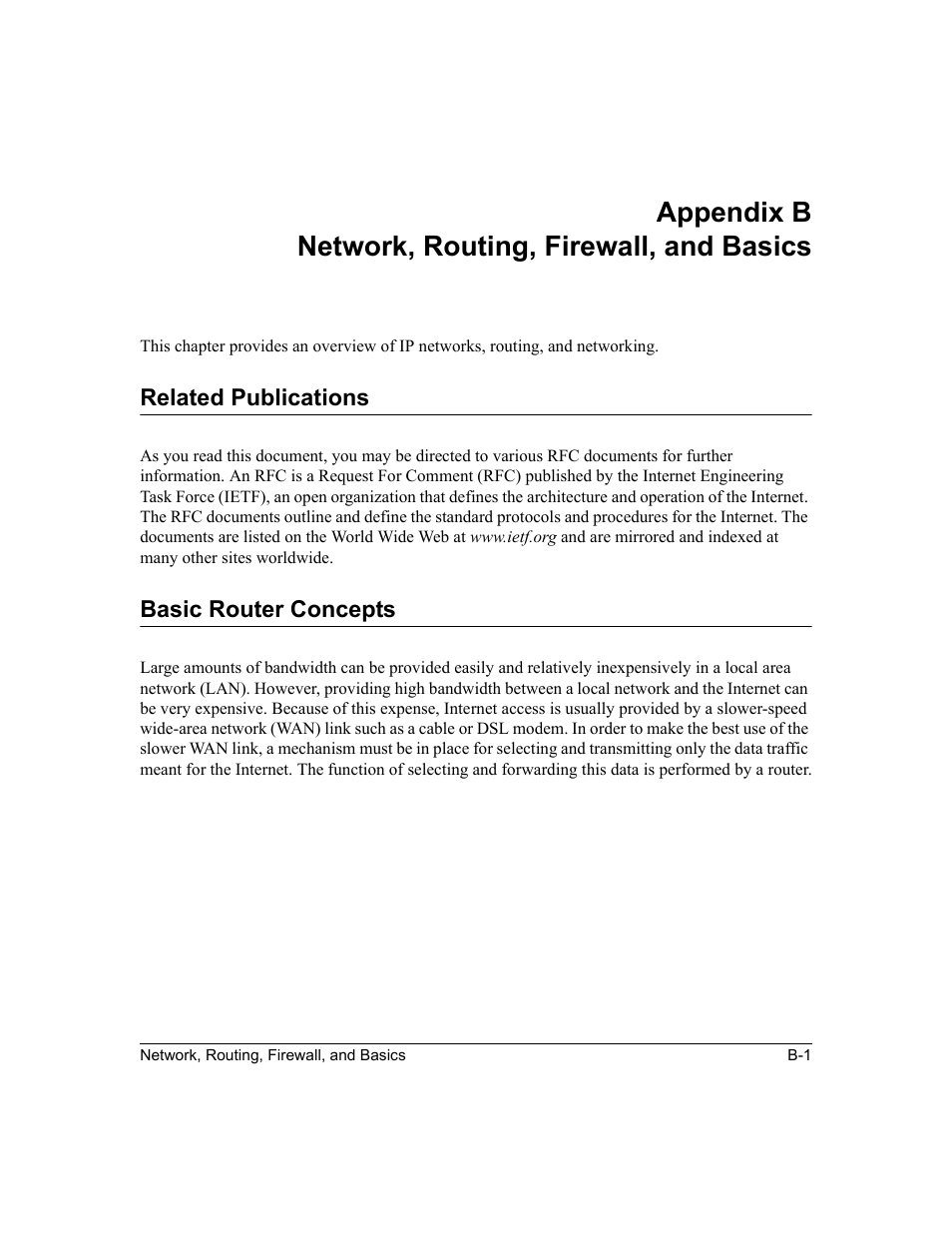 Appendix b network, routing, firewall, and basics, Related publications, Basic router concepts | Appendix b, Network, routing, firewall, and basics | NETGEAR MR814v2 User Manual | Page 91 / 142