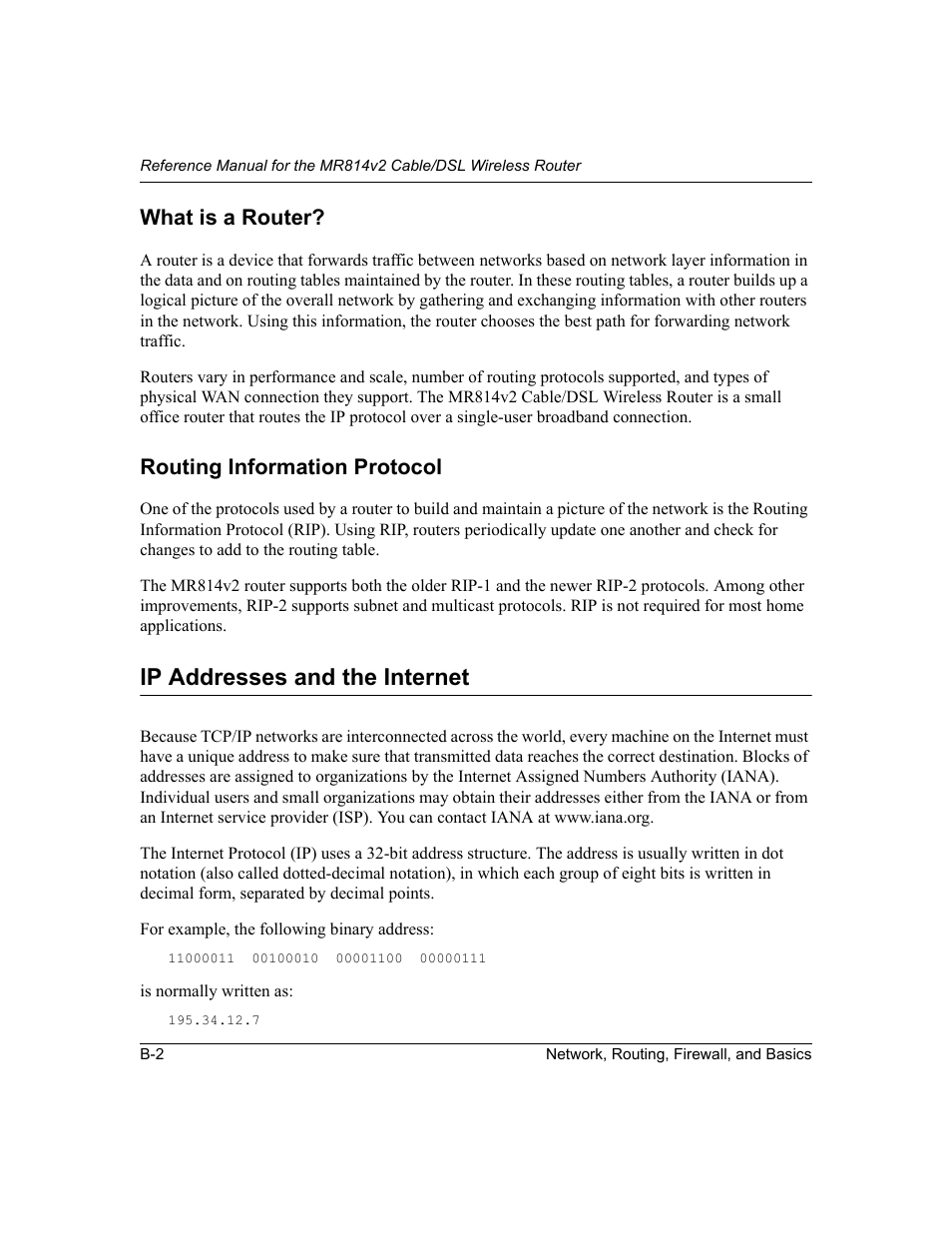 What is a router, Routing information protocol, Ip addresses and the internet | NETGEAR MR814v2 User Manual | Page 92 / 142