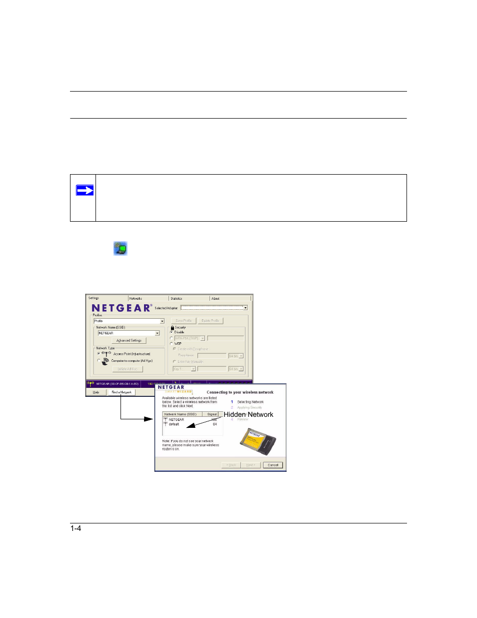 Finding a network, Finding a network -4 | NETGEAR RangeMax Next Wireless Notebook Adapter WN511T User Manual | Page 26 / 52