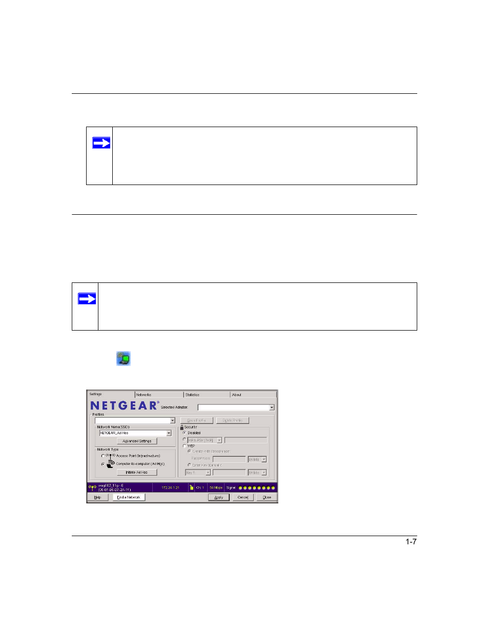 Setting up a computer-to-computer (ad hoc) profile | NETGEAR RangeMax Next Wireless Notebook Adapter WN511T User Manual | Page 29 / 52
