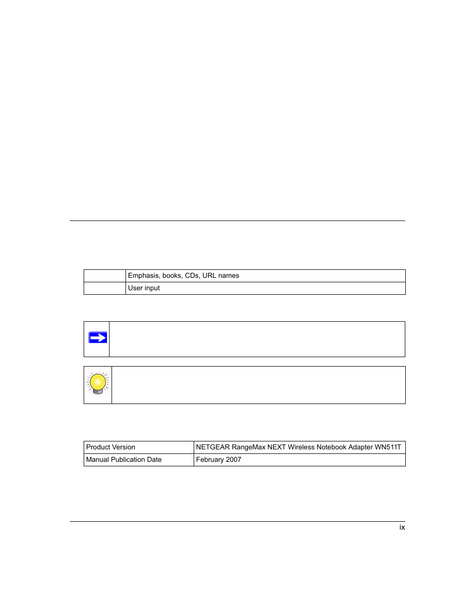 About this manual, Conventions, formats, and scope | NETGEAR RangeMax Next Wireless Notebook Adapter WN511T User Manual | Page 9 / 52