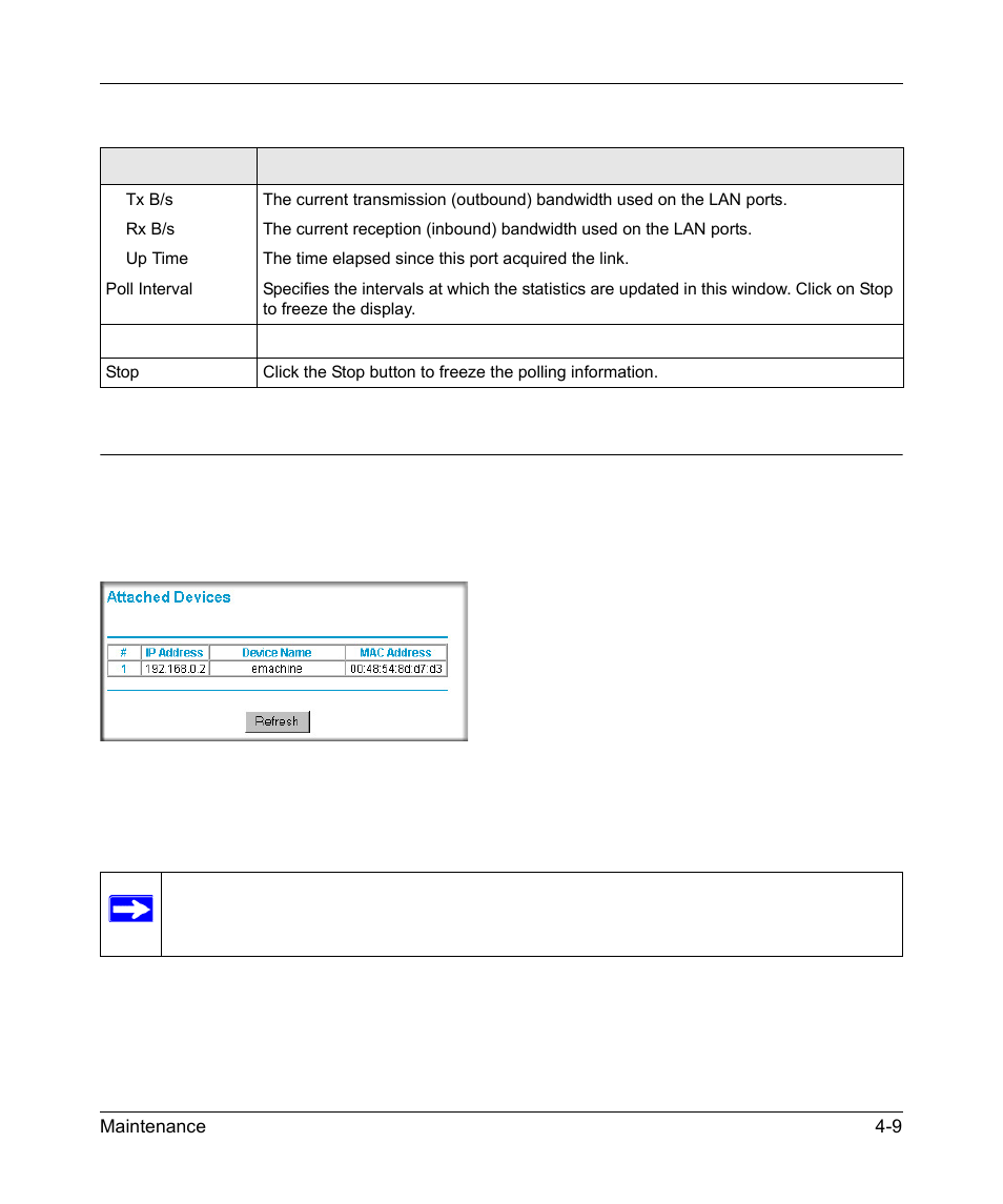 Viewing a list of attached devices, Viewing a list of attached devices -9 | NETGEAR KWGR614 User Manual | Page 53 / 94