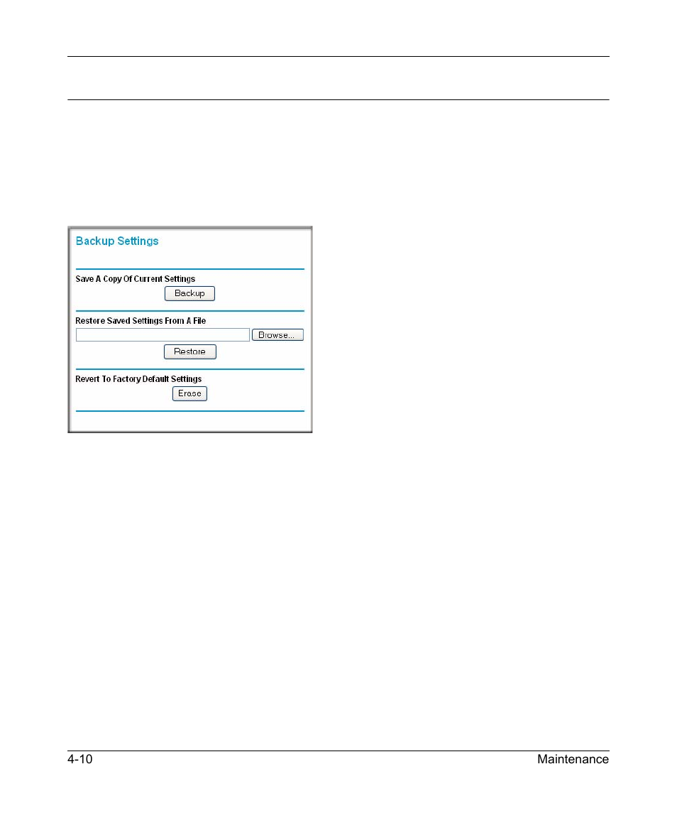 Configuration file management, Restoring and backing up the configuration, Configuration file management -10 | Restoring and backing up the configuration -10 | NETGEAR KWGR614 User Manual | Page 54 / 94