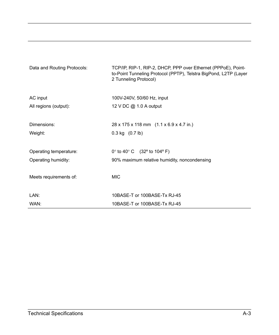 General specifications | NETGEAR KWGR614 User Manual | Page 89 / 94