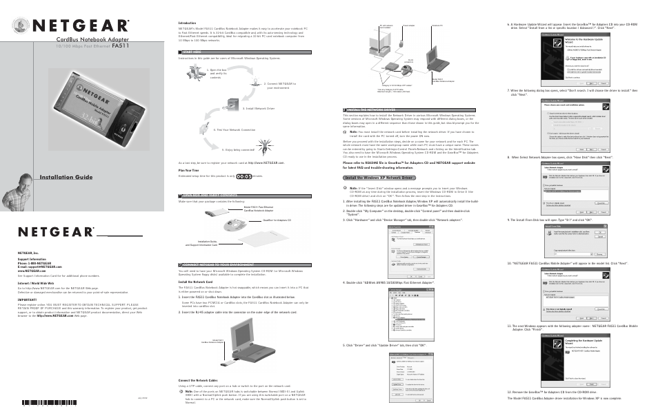 NETGEAR FA511 User Manual | 2 pages