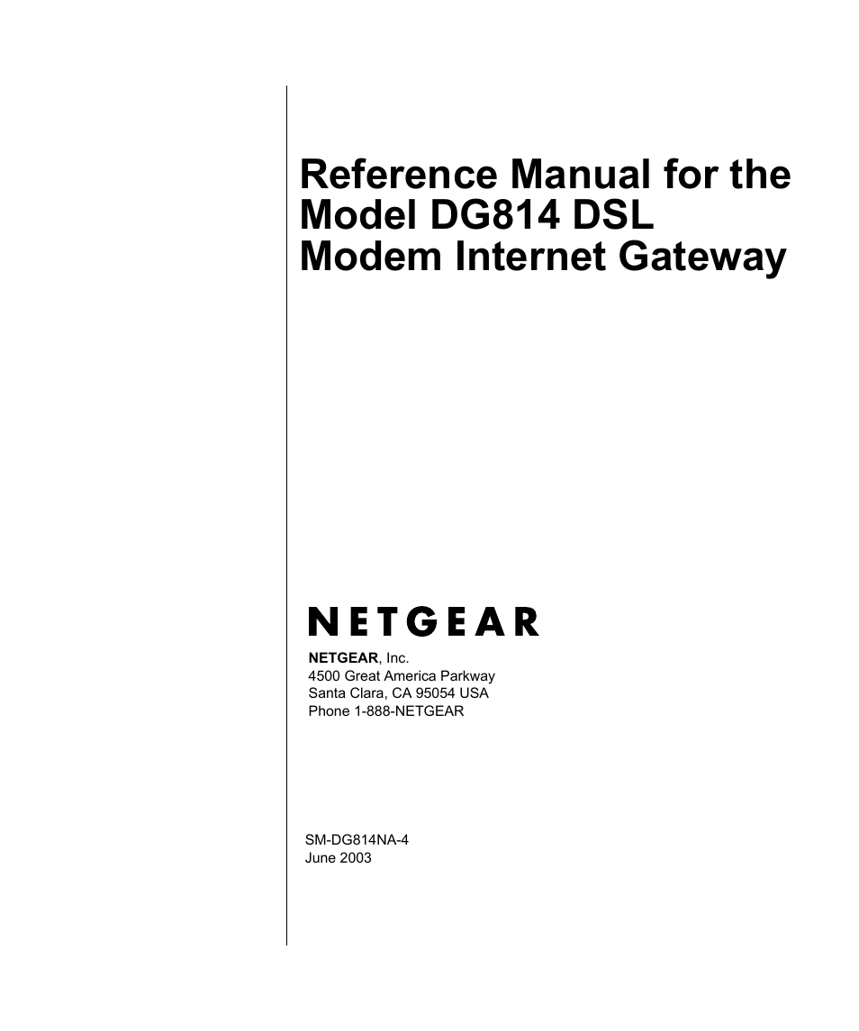 NETGEAR DSL Modem Internet Gateway DG814 User Manual | 110 pages