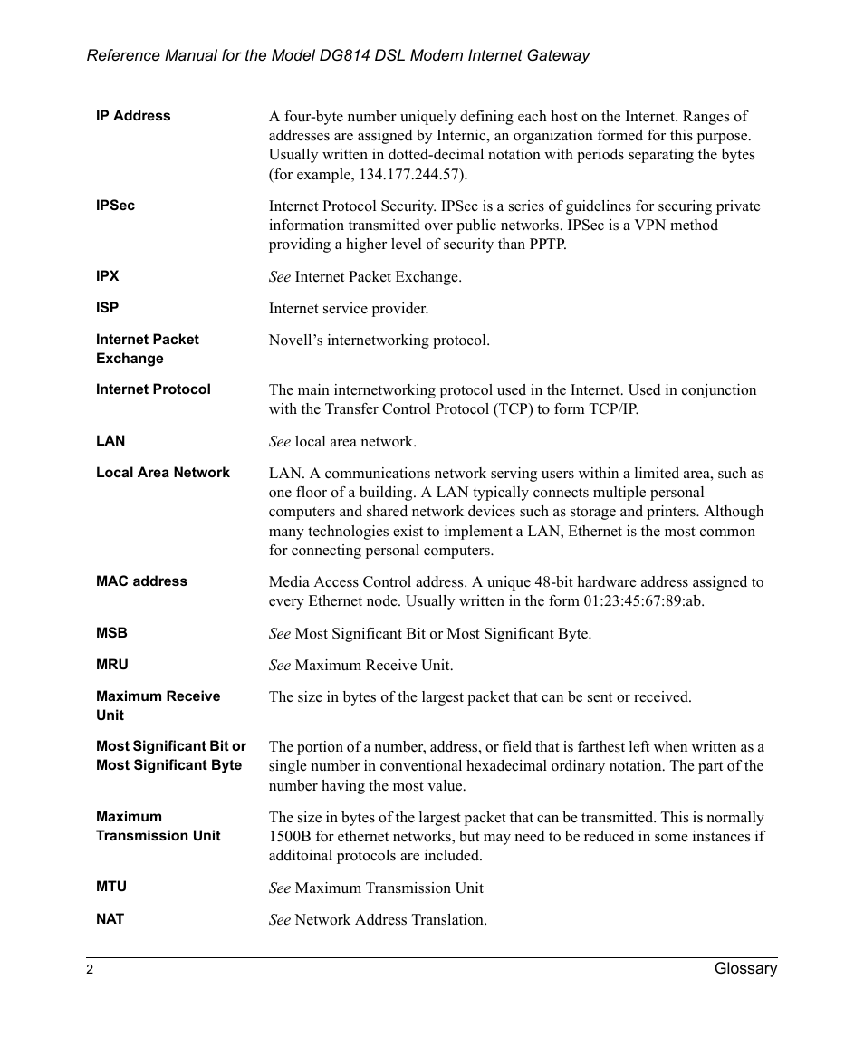NETGEAR DSL Modem Internet Gateway DG814 User Manual | Page 104 / 110