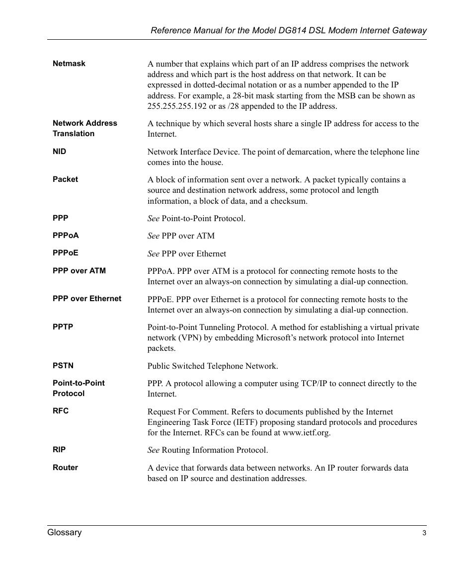 NETGEAR DSL Modem Internet Gateway DG814 User Manual | Page 105 / 110