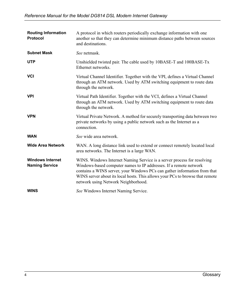 NETGEAR DSL Modem Internet Gateway DG814 User Manual | Page 106 / 110