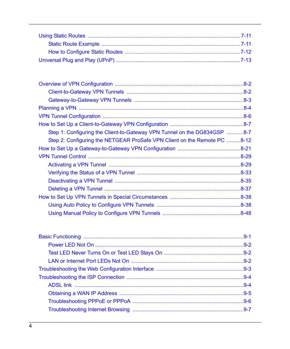 NETGEAR DG834GSP User Manual | Page 10 / 208