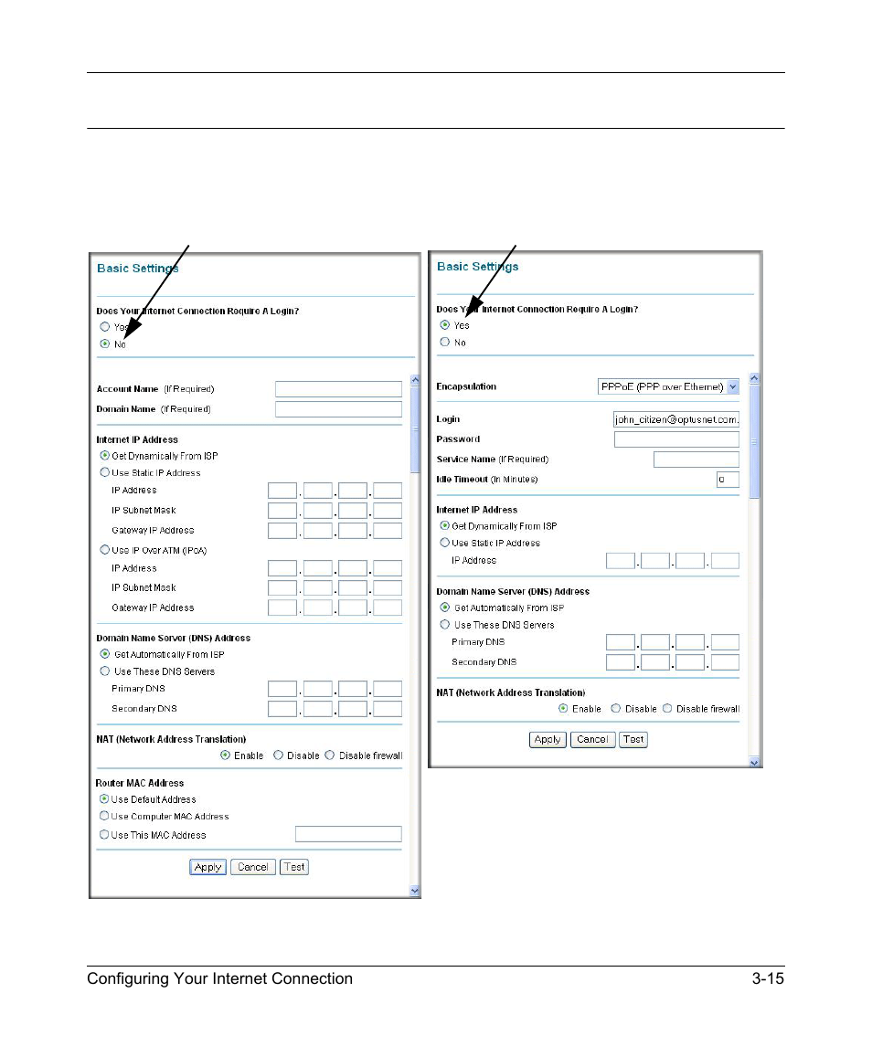 Manually configuring your internet connection, Manually configuring your internet connection -15 | NETGEAR DG834GSP User Manual | Page 41 / 208
